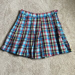 Urban Outfitters Y2K Katie Blue Plaid Seersucker Mini Skirt.  Size Small